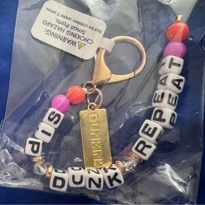 Dunkin' Brand Collectible Beaded Keychain with Gold Tone Logo
